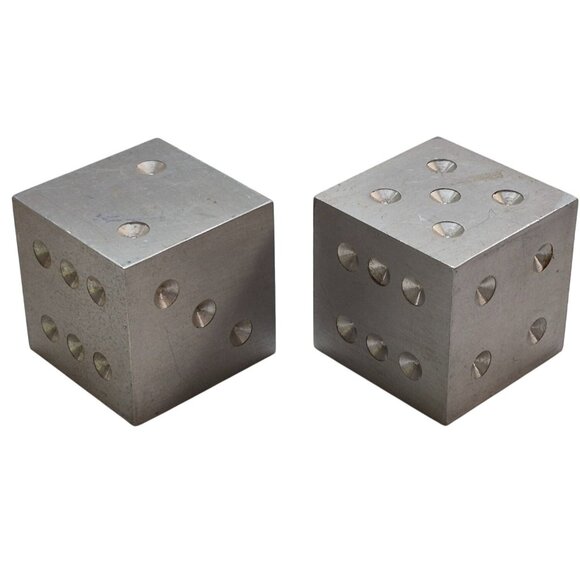 Vintage Large Aluminum Dice Pair 2" - Picture 5 of 5